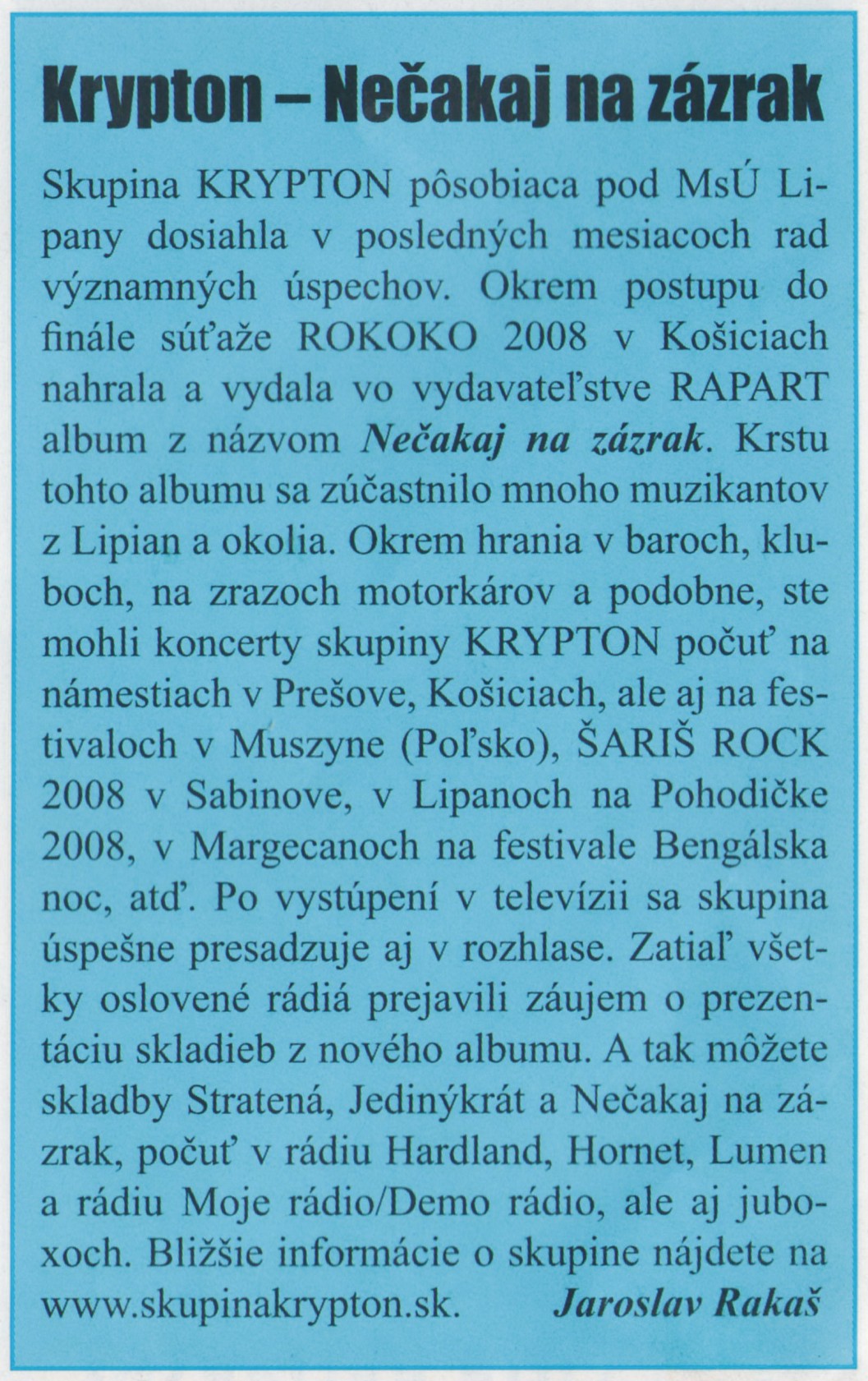 Krypton - nečakaj na zázrak
