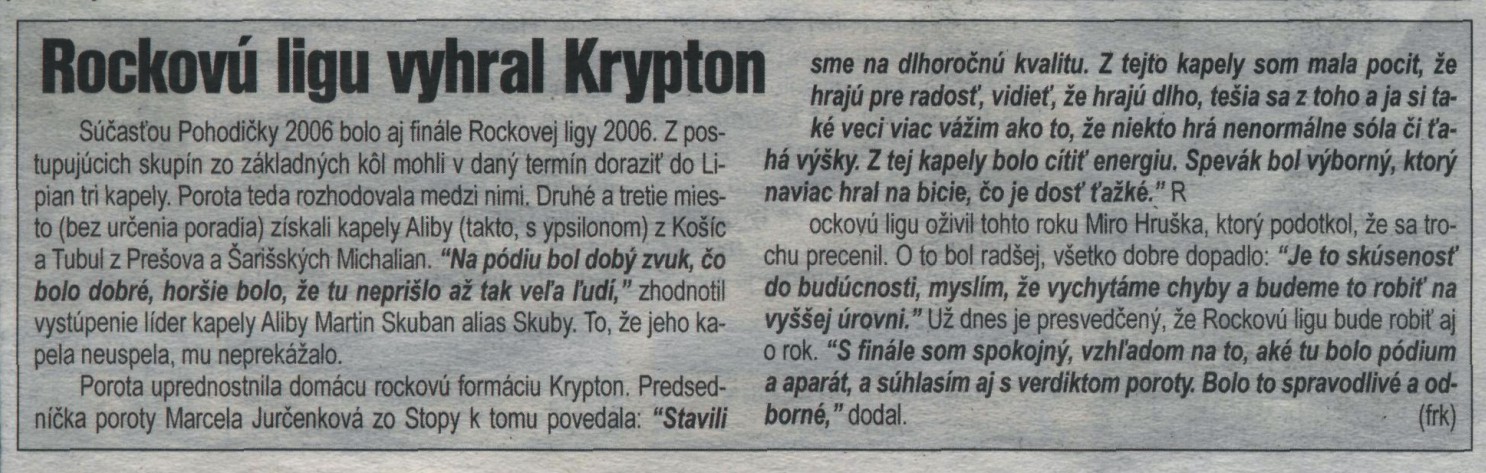 Korzár: Rockovú ligu vyhral Krypton